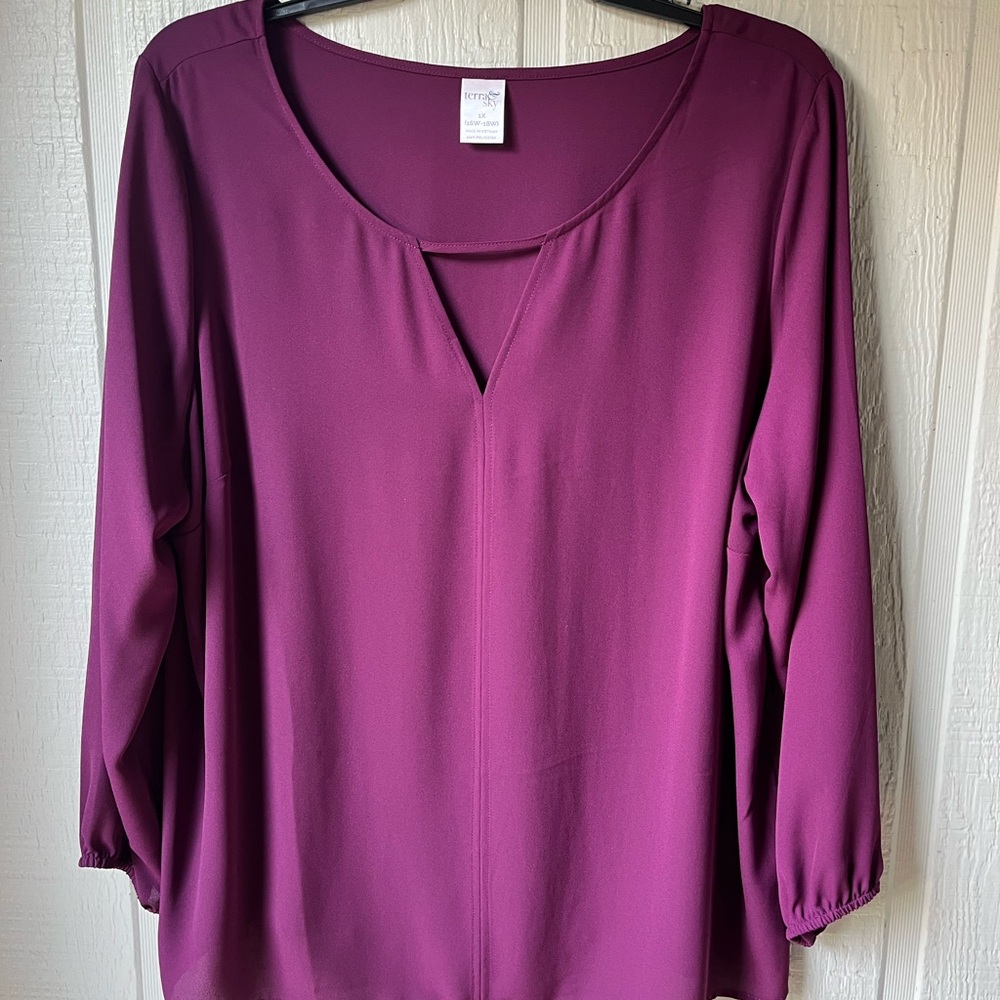 1x womens terra & sky wine blouse